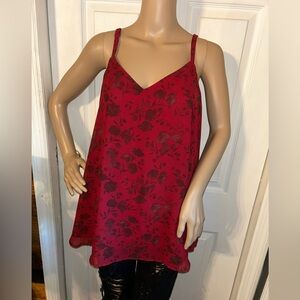Torrid Sophie Chiffon Swing Cami in a red floral print.
